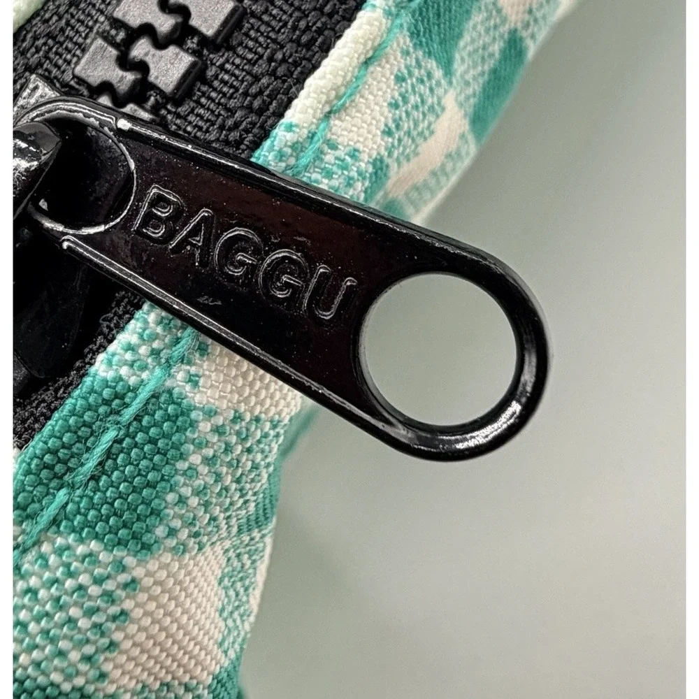 Baggu Nylon Shoulder Bag Green White Gingham